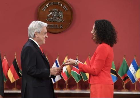 El presidente Sebastián Piñera recibe las cartas credenciales de la embajadora de Israel en Chile, Marina Rosenberg 