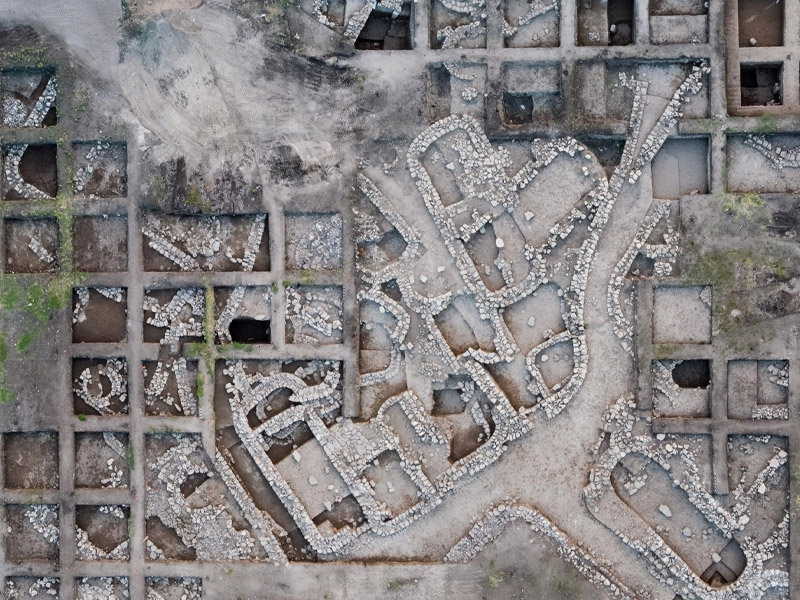 Fotografía aérea del sitio de excavación 