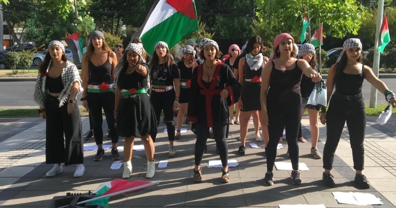 Protesta de chileno-palestinas feministas contra Israel 