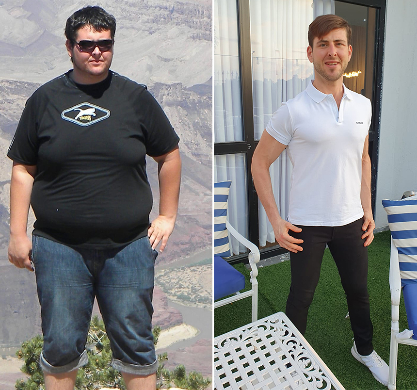 Antes y después: Tzvika bajó 70 kilos 
