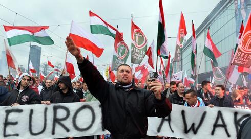 Manifestación antisemita y pro fascista en Hungria. 