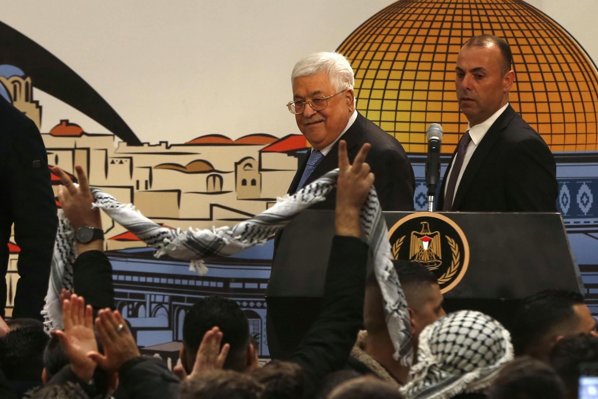 El presidente palestino, Mahmoud Abbas, celebra el 55 aniversario de Fatah en Ramala 