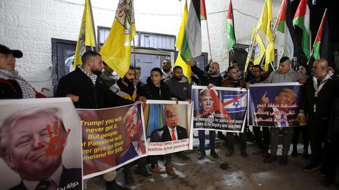 Protesta contra el plan de paz de Trump en Cisjordania