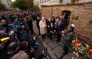 El sitio del ataque a la sinagoga de Halle en octubre de 2019 