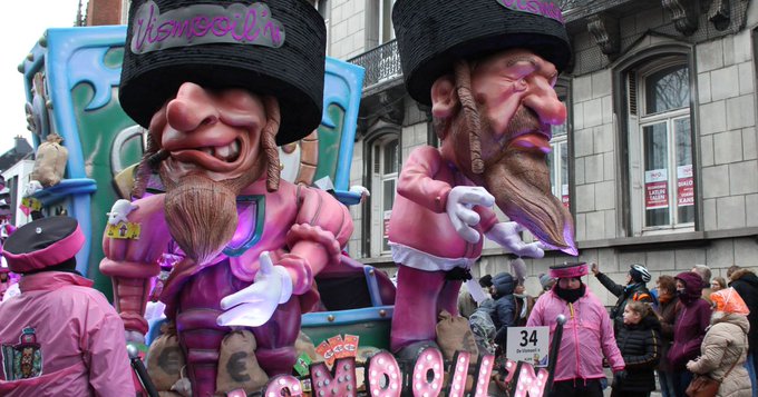 Caricaturas antisemitas en el carnaval 2019 en Aalst, Bélgica 