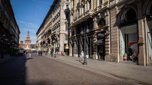 Calles vacías de Milán, donde el virus ha estado desenfrenado