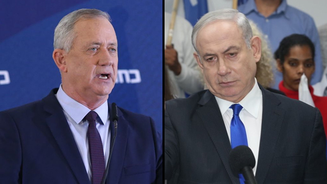 Los líderes de Kajol Laban y el Likud, Gantz y Netanyahu