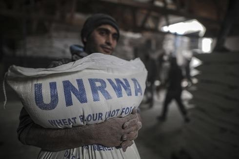 Ciudadanos reciben ayuda humanitaria de la Agencia de Naciones Unidas para los Refugiados de Palestina en Oriente Próximo (UNRWA, por sus siglas en inglés). (AFP) Entrega de alimentos de la UNRWA en Gaza.