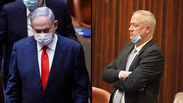 Benjamín Netanyahu, del Likud, y Benny Gantz, de Kajol Labán. 