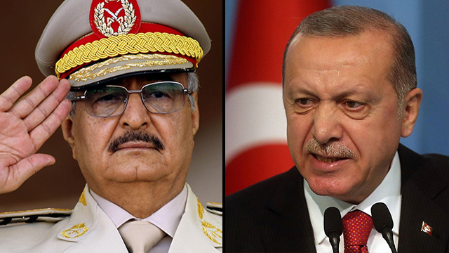 El general Hafter y el presidente turco Erdogan.