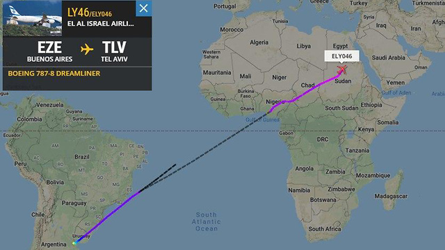El vuelo de Argentina a Israel a través del espacio aéreo africano demoró dos horas menos que la ruta tradicional. 