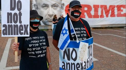 Protesta contra la anexión en Tel Aviv.