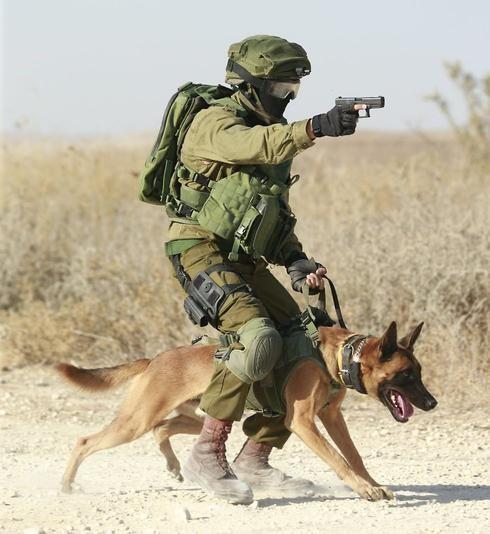 Un soldado de las FDI con su compañero canino. 