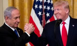 Netanyahu y Trump durante la presentación del plan de paz de EE.UU. en Washington.