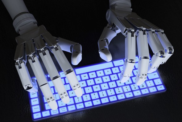 Un robot que puede tipiar en un teclado. 