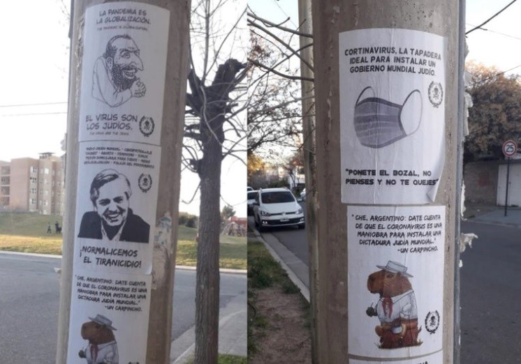 Los afiches antisemitas aparecidos en Tucumán. 