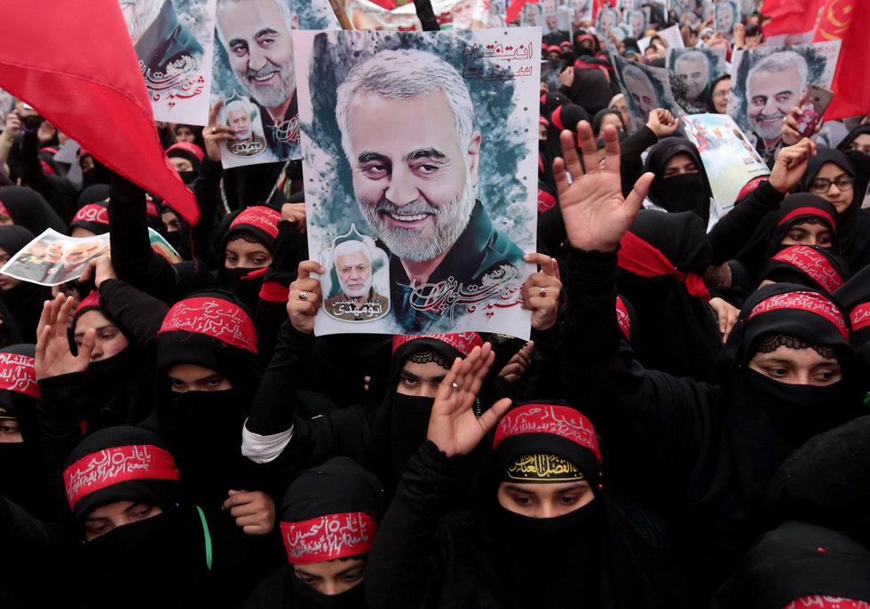 Manifestación en Irán tras la eliminación de Soleimani.