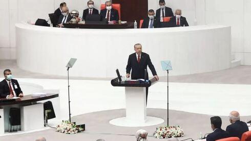 El presidente de Turquía, Recep Tayyip Erdogan, durante su discurso de apertura de una nueva sesión legislativa.