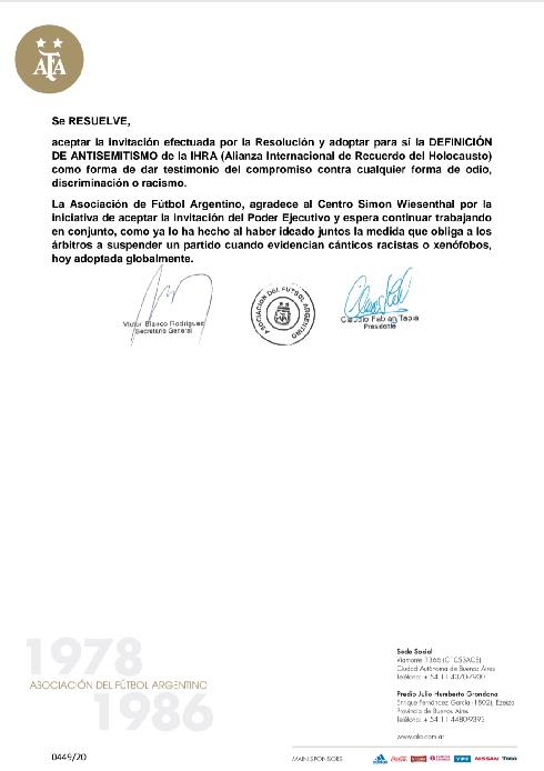 El comunicado oficial firmado por Tapia.