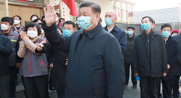 El presidente chino, Xi Jinping, durante una recorrida por Beijing. 