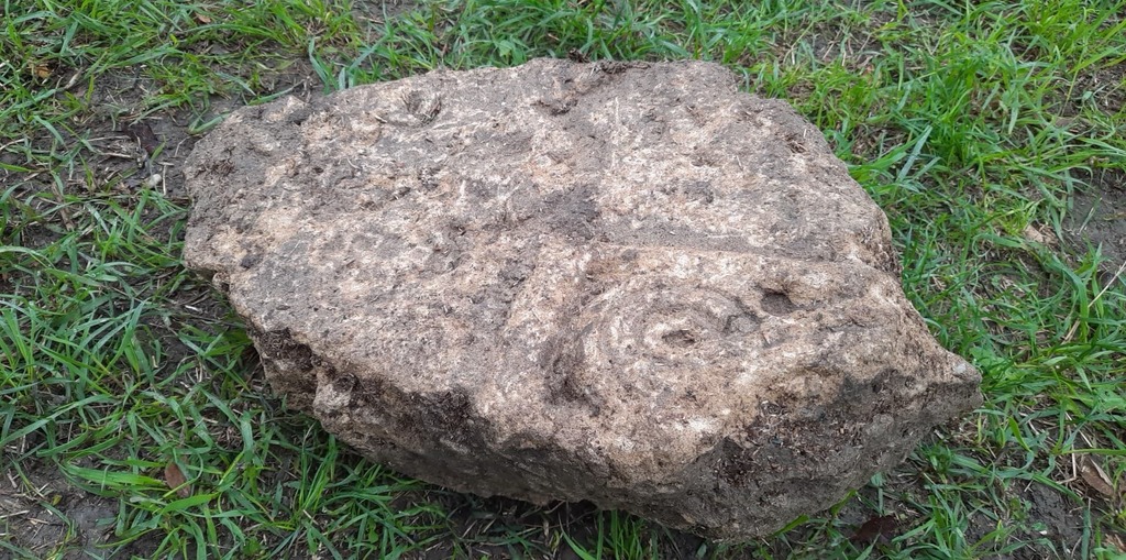 Una de las antiguas lápidas halladas.