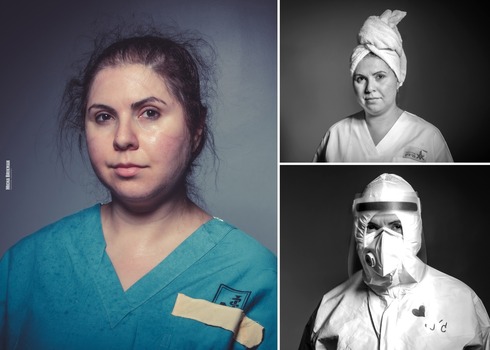 Las impactantes imágenes de enfermeras y médicos tomadas antes de los turnos. 