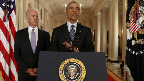 Biden en su rol de vicepresidente acompaña los anuncios de Barack Obama del acuerdo nuclear con Irán, en julio de 2015. 