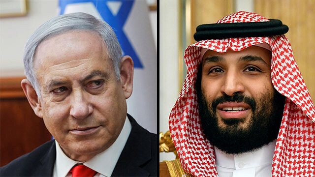 El primer ministro Benjamín Netanyahu y el príncipe heredero saudita Mohammad bin Salman.