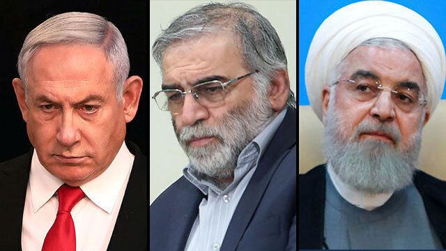 Benjamín Netanyahu, Mohsen Fakhrizadeh y Hassan Rouhani. 