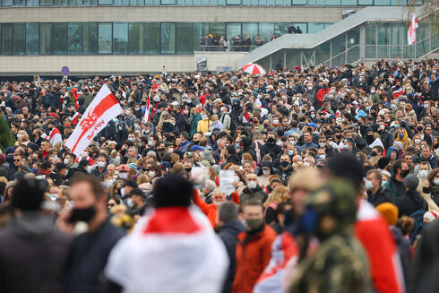 Protesta contra Lukashenko en Minsk, Bielorrusia.
