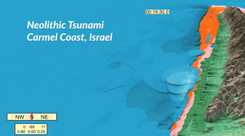 As áreas de Israel que foram atingidas pelo tsunami. (Imagem da pesquisa) As áreas de Israel que foram atingidas pelo tsunami.