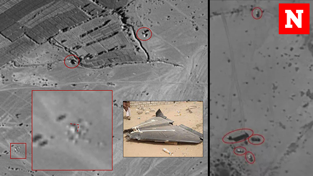 Imagens de satélite de "drones suicidas" iranianos no Iêmen. (Newsweek) Imagens de satélite de "drones suicidas" iranianos no Iêmen.