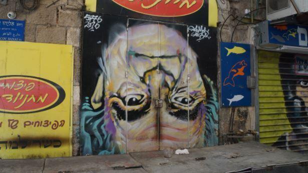 Graffiti en el mercado Mahane Yehuda de Jerusalem. 