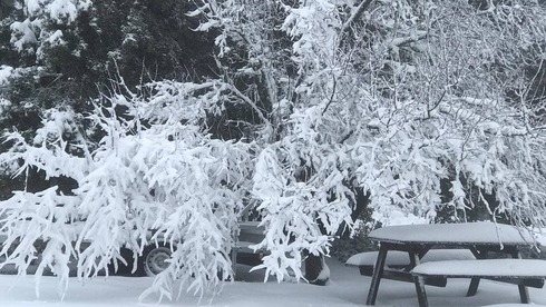 Nieve en la aldea de Odem. 