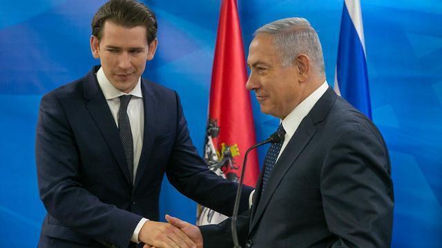 El canciller de Austria, Sebastian Kurz, y el primer ministro de Israel, Benjamín Netanyahu. 