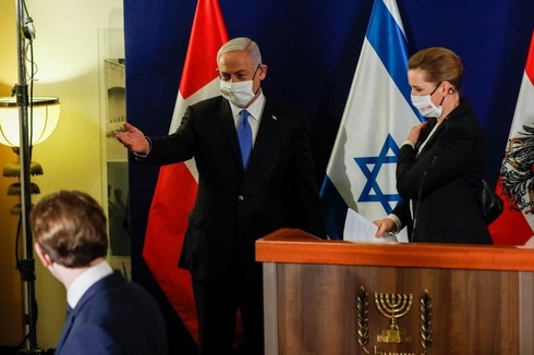 Netanyahu junto a Mette Frederiksen, primera ministra de Dinamarca. 