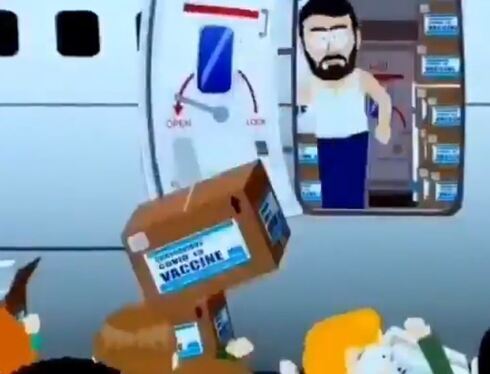 Un israelí arroja vacunas a la población de South Park en el episodio especial de la serie animada.