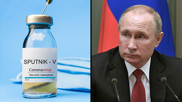 El presidente de Rusia, Vladimir Putin, y la vacuna rusa, Sputnik V.