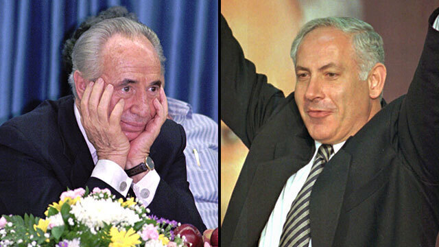 Shimon Peres y Benjamín Netanyahu en las elecciones de 1996. 