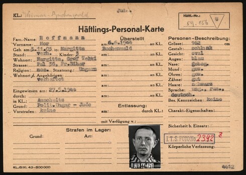 Tarjeta de prisionero del húngaro Mor Hoffman.