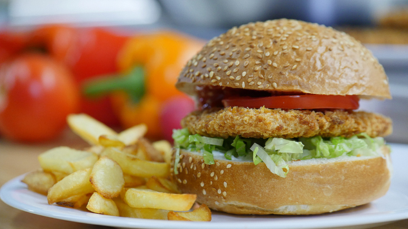 Hamburguesa de pollo alternativa de Future Meat. 