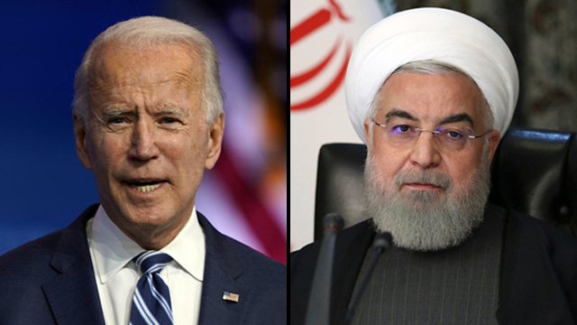 El presidente estadounidense Joe Biden y el presidente iraní Hassan Rouhani. 