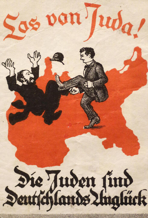 Pancarta antisemita de principios del siglo XX.