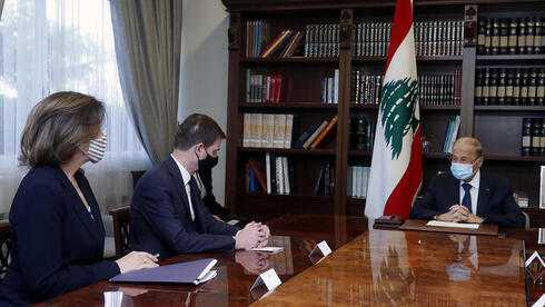 Reunión entre el presidente del Líbano, Michel Aoun, y el subsecretario de Estado estadounidense, David Hale, en Beirut.
