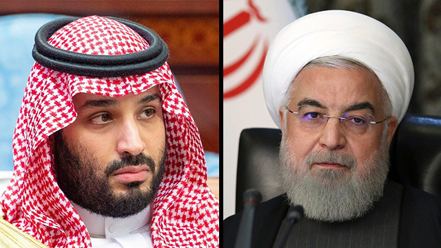 Bin Salman, príncipe heredero de Arabia Saudita y Hassan Rouhani, presidente iraní. 