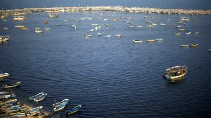 Botes de pesca palestinos en la costa de la Franja de Gaza.