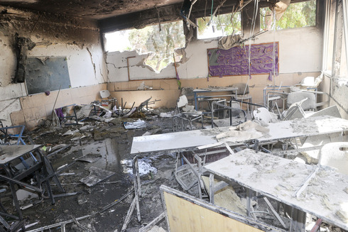 Escuela de Ashkelon impactada por un misil disparado desde Gaza. 