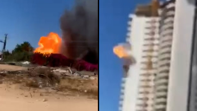 Un cohete impacta contra un edificio en construcción en Ashdod.