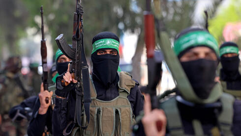 Milicias de Hamás durante el desfile de la victoria en Gaza. 