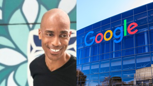 Kamau Bobb y el edificio de Google en Silicon Valley. 